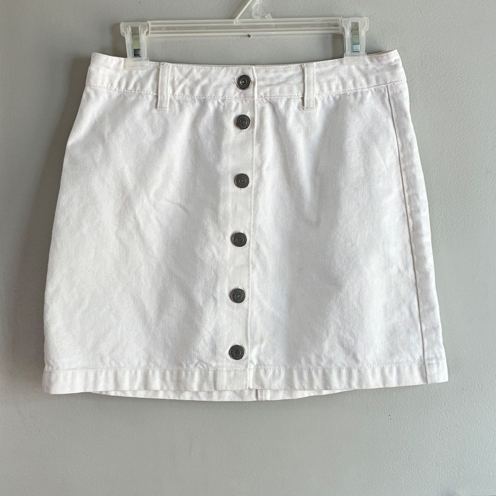 Marine Layer Denim Mini Skirt Women Medium White Button Front Coastal Chic Beach